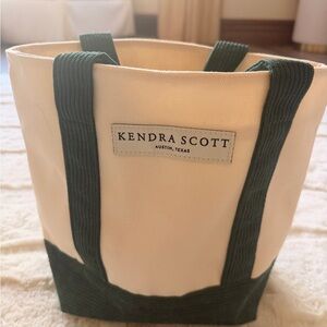 Kendra Scott Mini Tote - Canvas & Corduroy - Cream and Forest